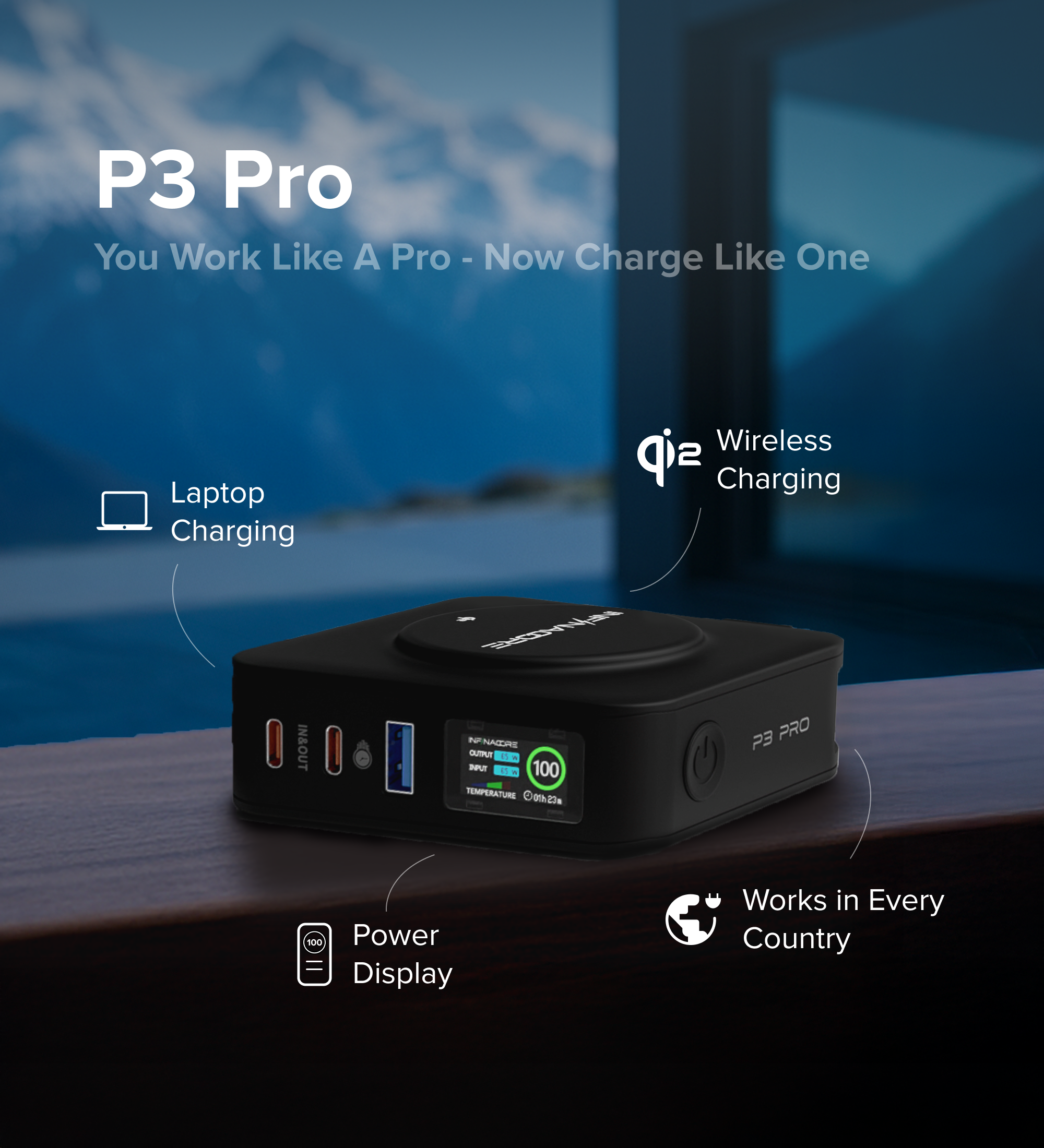 InfinaCore P3 Pro 65W Travel Power Bank | 10,000 mAh | Qi2 Wireless MagSafe | Universal Travel Adapters
