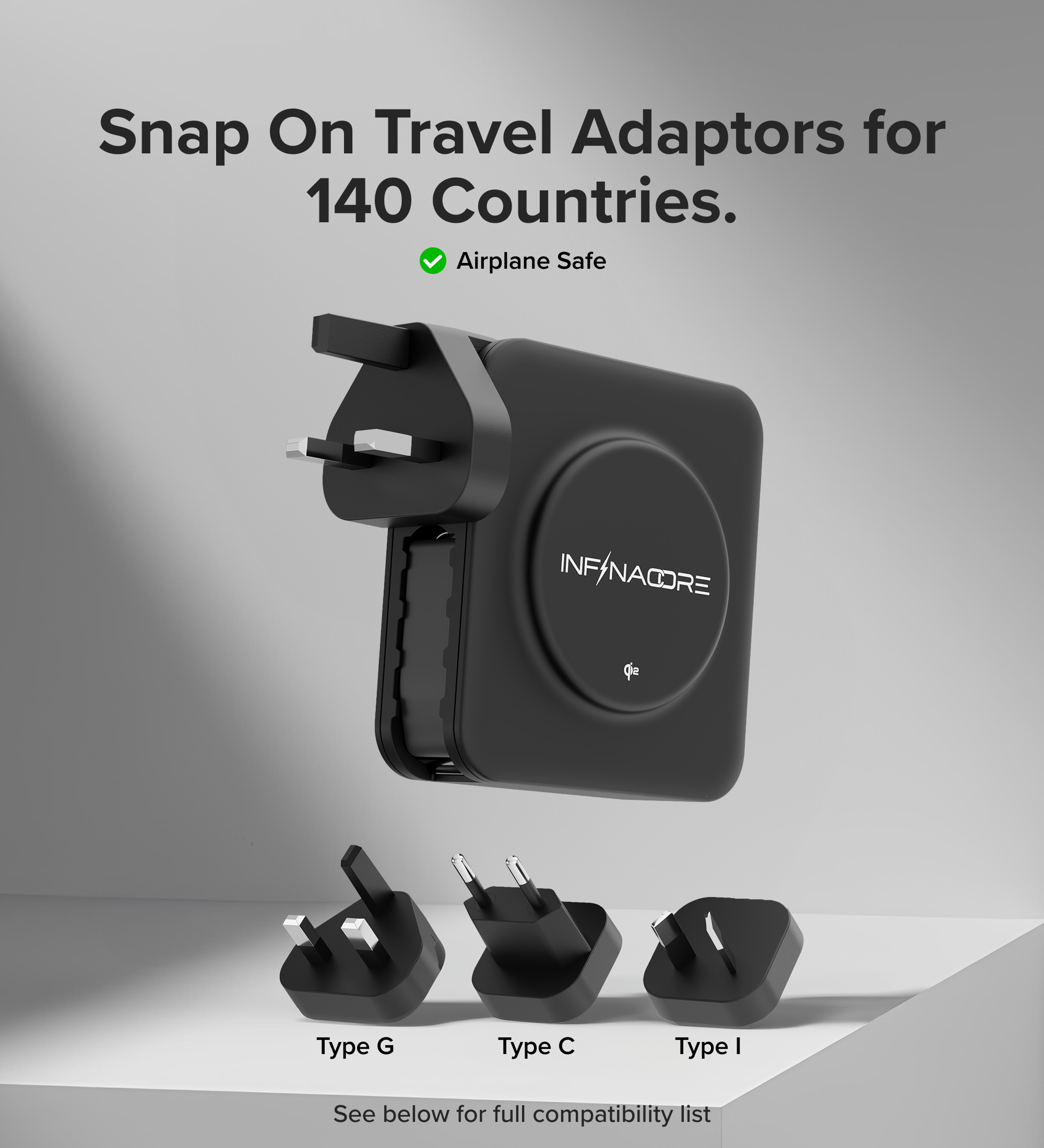 InfinaCore P3 Pro Travel Power Bank 5-in-1 Travel Charger with