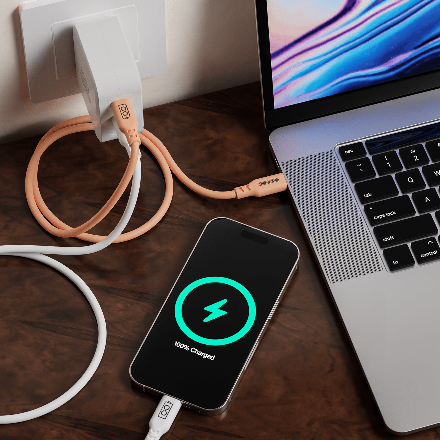 Silicone Lightning Charging Cable 60W for iPhone, iPad - InfinaCore®